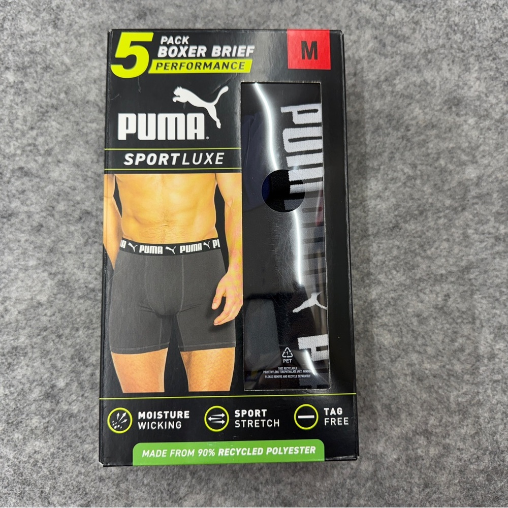 Puma Men's Boxer Briefs, 5 pack - BLACK, BLUE, GRAY, Size M